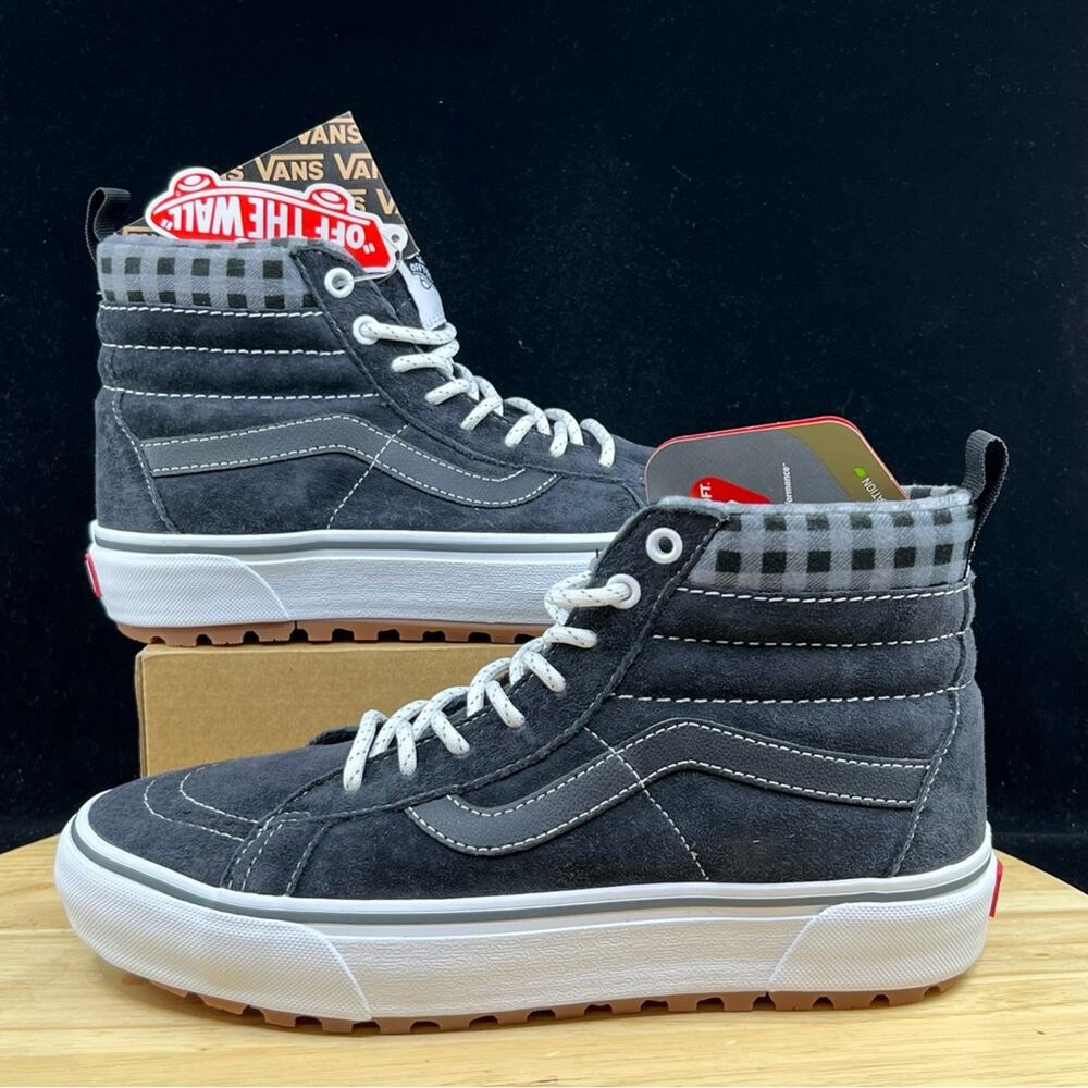 Vans Sneakers Mens 7 Gray Sk8-Hi MTE-1 Plaid Ultra Cush Water Repellent Suede